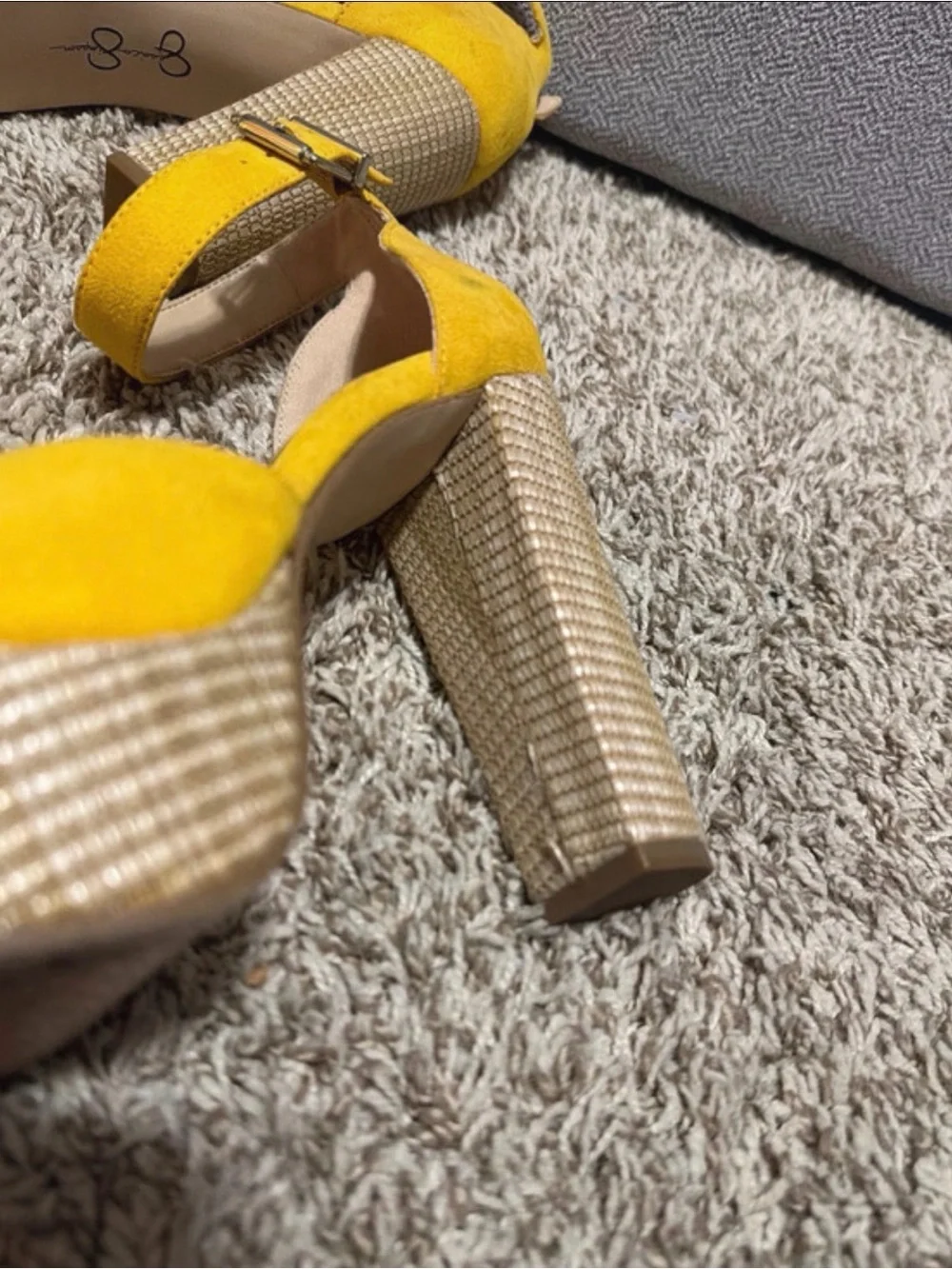 Jessica Simpson Bright Yellow Suede Platform Ankle-Strap Heels
